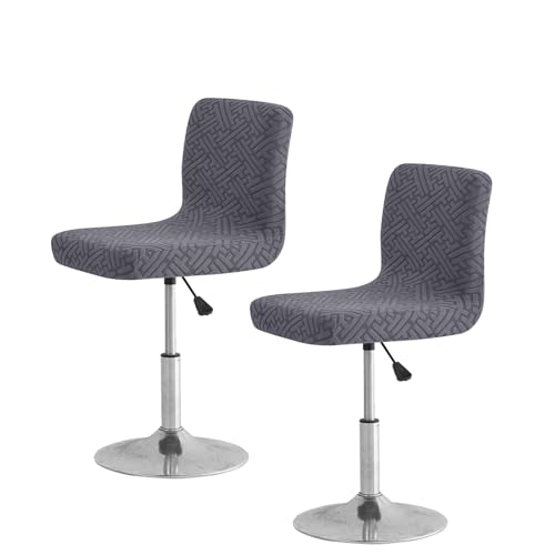 FUANGUI Bar Stool Covers with Backs, 2 Pack Stretch Bar Stool Chair Covers, Knitted Jacquard Bar Stool Covers,Washable Bar Chair Covers Swivel Barstool Slipcovers (Knitted Dark Drey 01)