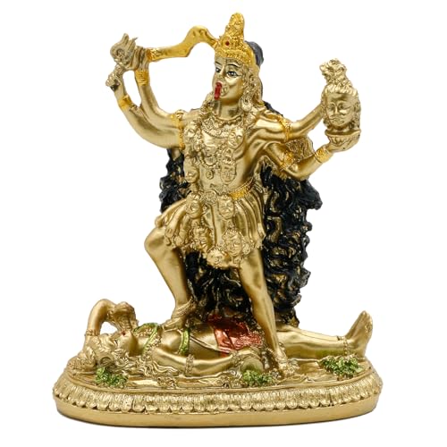 BangBangDa Hindu Goddess Kali Statue Sculpture - Indian God Decorative Antique Idol - India Goddess of Time and Death Figurine Murti Pooja Puja Buddha Temple Mandir Decor