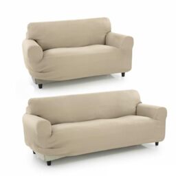 SOFAKOVER?? Super Elastic Sofa Cover, Pack of 2 Sofa Cover for 3 and 2 Seater Sofa, Breathable, Comfortable and Durable, Sofa Cover, Easy to Install, 2+3 Seater, Beige