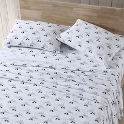 Eddie Bauer - King Sheets, Cotton Flannel Bedding Set, Brushed for Extra Softness, Cozy Home Decor (Dog Friends White, King)