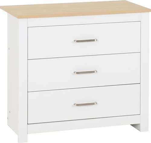 Seconique Portland 3 Drawer Chest in White/Oak Effect