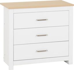 Seconique Portland 3 Drawer Chest in White/Oak Effect