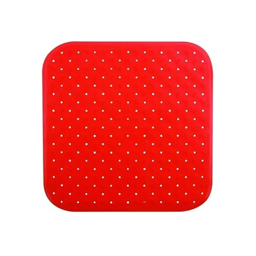 MSV Premium Shower Mat, Antibacterial, Non-Slip with Suction Cups, Red, Rose Scent, Approx. 54 x 54 cm, Washable at 60 °C