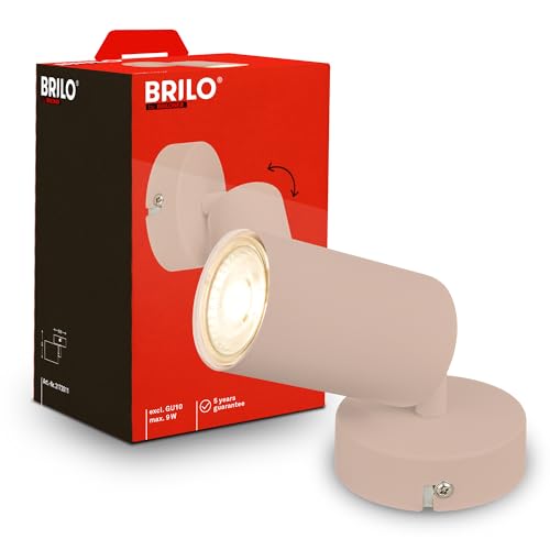 BRILONER - Wall Light, Adjustable, GU10 Socket, max. 9W, Wall Lamp, Bedside Lamps, Reading Light, Lounge, Bedroom Lamp, Kitchen, Spotlight, Hall, Living Room, 8x8,5 cm, Beige