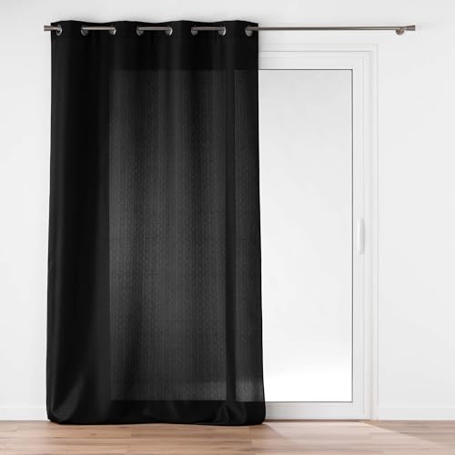 Douceur d'Intérieur, Soline Black Eyelet Curtain 140 x 280 cm Polyester Plain