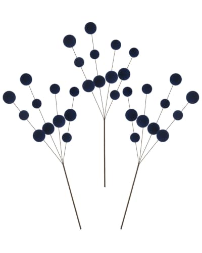 WeRChristmas Navy Velvet Bauble Christmas Tree Pick, 70cm - 70cm navy velvet bauble pick for adding height, soft texture and layered decorative detail to trees, wreaths and garlands
