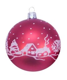 Ornex Ornamental Set (Diameter 8 cm) Made of Hand-Blown and Decorated Glass for Christmas Tree, Red, 3 Balls Diameter 8 cm, 3 Pieces