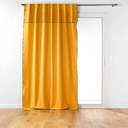 Douceur d'Intérieur 140 x 240 cm Recycled Cotton Plain Mistraline Moutard Curtain with Tabs and Valance