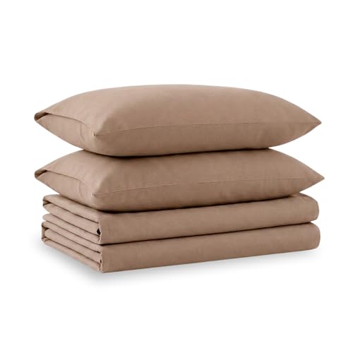Tribeca Living Luxury Solid Flannel Deep Pocket Sheet Set, Cashmere, California King