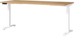 Germania Desk 7909-242, in Navarra oak repro/White, el. height-adjustable, 180 x 120 x 80 cm (WxHxD)