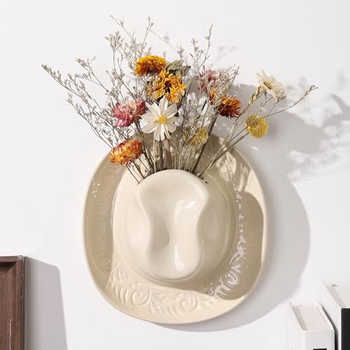 Hanging Wall planters for Indoor Plants, Ceramic Cowboy Wall vases for Flowers, for Bathroom, Living Room, Office, and Home Decor. Medium
