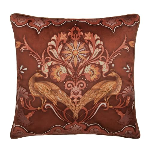 Laurence Llewelyn-Bowen Cushion Cover, Arts & Crafts Embellished Velvet, Decorative Throw Pillow Cover, 1 Piece, 55 x 55 cm, Spice, 100% Recycled Polyester, Square