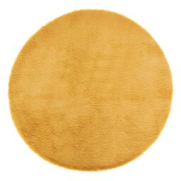 Atmosphera Extra Soft Fur Effect Rug - Mustard Yellow D80cm