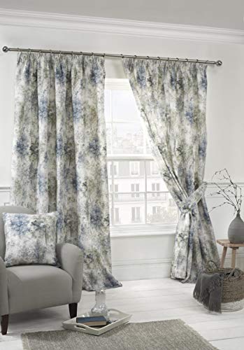 Sundour Woodland Blue - Pencil Pleat Curtains - 46x72/117x183cm
