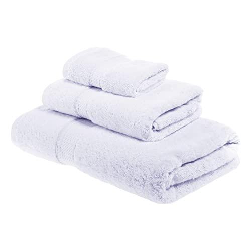 Superior Egyptian Cotton Pile 3 Piece Towel Set, Includes 1 Bath, 1 Hand, 1 Face Towel/Washcloth, Ultra Soft Luxury Towels, Thick Plush Essentials, Guest Bath, Spa, Hotel Bathroom, White