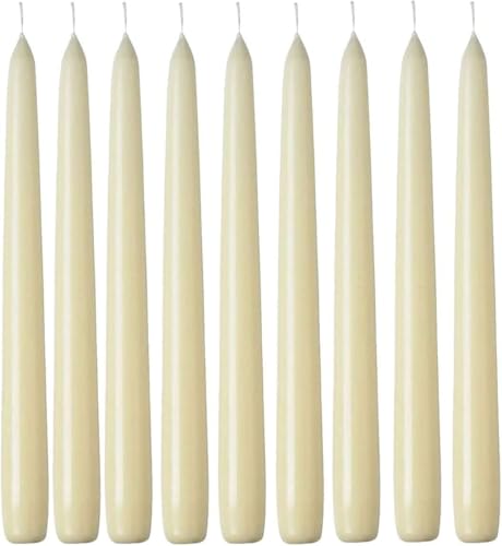 1ABOVE 50 Pack Tapered Dinner Candles - Unscented - Slow Burning Candles - Multi-Purpose - Smokeless Candles (Ivory)