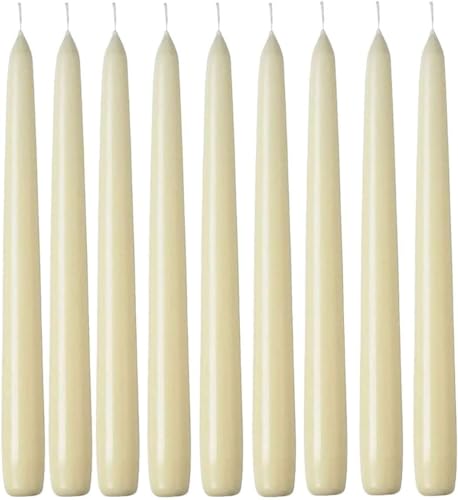 1ABOVE 50 Pack Tapered Dinner Candles - Unscented - Slow Burning Candles - Multi-Purpose - Smokeless Candles (Ivory)