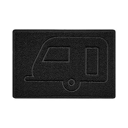 Nicoman CARAVAN Embossed Shape Door Mat Dirt-Trapper Jet-Washable Doormat-(Use Indoor or Sheltered Outdoor)- (60x40cm/23.6x15.7inches, Small) Black