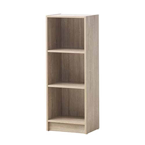 Timber Art Design UK 3 Tier Bookcase Open Narrow Tall Shelf Rack Contemporary Organizer Display Shelving Unit for Modern Living Room, Office Space, Study Room Furniture, Grey - W40 x H106 x D30cm