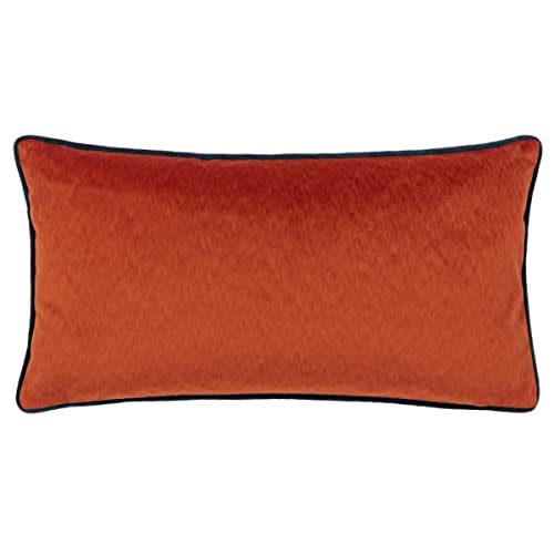 Paoletti Torto Rectangular Cushion Cover,30 x 60cm, Brick/Teal