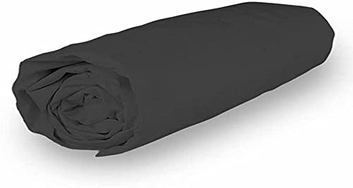 Soleil d'ocre, Percale Fitted Sheet, Cotton, Charcoal, 180 x 200 cm