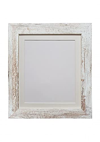 FRAMES BY POST Metro Picture Photo Frame Distressed White with Ivory Mount 12 x 10 Image Size 9 x 7 Inch