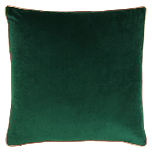 Paoletti Meridian Cushion Cover – Velvet Piped Luxury Decor (Emerald/Blush - 55 x 55 cm)