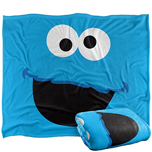 "Sesame Street Cookie Monster Face Officially Licensed Silky Touch Super Soft Throw Blanket 152 x 127 cm, 50"" x 60"""