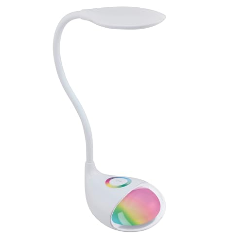Eglo LED Table lamp Cabado 1, Table Light with Touch Control, Neutral White - dimmable, lamp base with RGB colour change, children’s desk lamp made of white plastic, LED bedside lamp