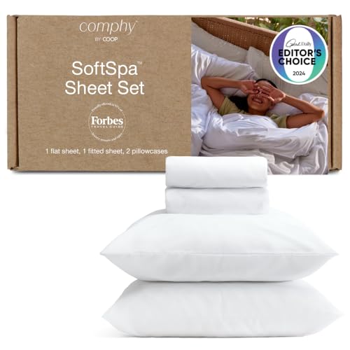 Coop Home Goods Comphy SoftSpa Bed Sheet Set of 4 Pieces, White King, Super Soft King Sheets, Flat and Fitted, Luxury Spa and Hotel Quality Bed Sheets and Pillowcase Set