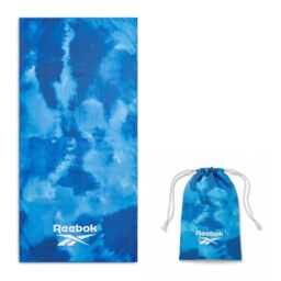 Reebok Sand Free Beach Towel - Quick Dry Microfibre Towel - Lightweight & Compact - Includes Carry Bag - Large Travel Towel for Pool, Gym & Travel Essentials - 90 x 180cm, Navy/Blue Cloud Print