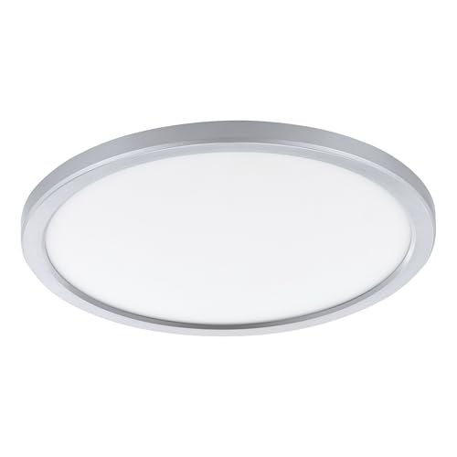 Eglo LED Ceiling Light Campaspero 2, Flat Round Bathroom lamp, Plastic Silver, Neutral White, IP44, Ø 29.5 cm