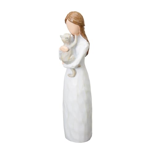 ST.LORIAN Angel of Friendship Cat Memorial Gifts, Hand-Painted Cat Angel Figurine Statue,Loss of Cat Sympathy Gifts for Cat Mom Gifts