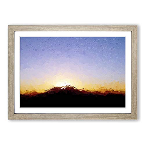 Table Mountain at Sunset in Abstract Framed Print - A2 Oak Framed Wall Art - Ready to Hang - Abstract Landscape Picture - Living Room Bedroom Lounge Office