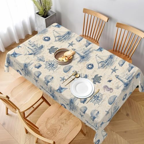 juniissl Ocean Rectangle Tablecloth Washable 60x90 Inch Table Cover Decorative Table Cloth for Party Picnic Kitchen