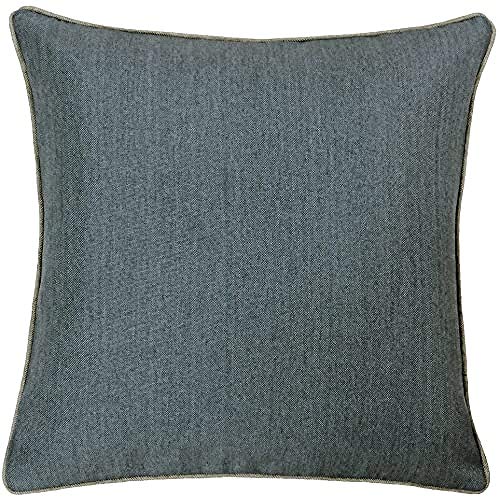 "Riva Paoletti Bellucci Cushion Cover - Graphite Grey - Contrasting Tobacco Grey Piped Edges - Strong Canvas Fabric - Machine Washable - 100% Polyester - 45 x 45cm (18"" x 18"" inches)"