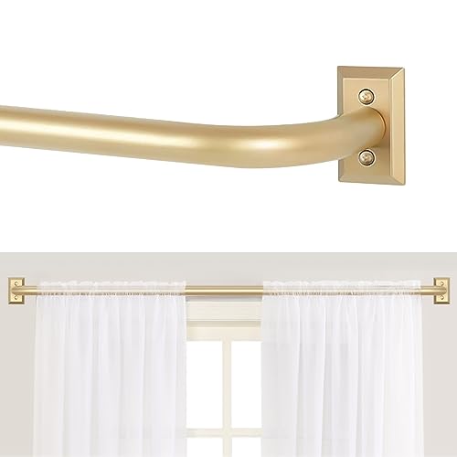 "TANGWIN Gold Wrap Around Curtain Rods 72 to 144"":Blackout Heavy Duty Adjustable Long Window Curtain Rod Room Darkening,Modern Industrial Curved French Return Metal Drapery Rods Easy Install,Brass Gold"