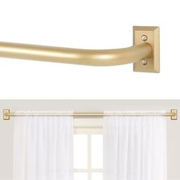 "TANGWIN Gold Wrap Around Curtain Rods 72 to 144"":Blackout Heavy Duty Adjustable Long Window Curtain Rod Room Darkening,Modern Industrial Curved French Return Metal Drapery Rods Easy Install,Brass Gold"