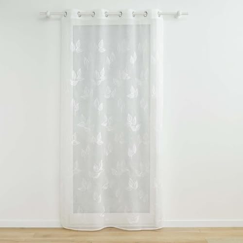 Douceur d'Intérieur, Net Curtain with Eyelets 140 x 280 cm Berry White Embroidered Sandy Voile