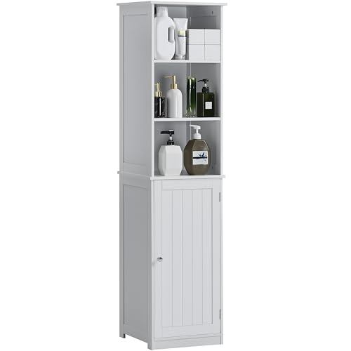 Bath Vida Priano Freestanding 1 Door 2 Shelf Tall Storage Cabinet, White