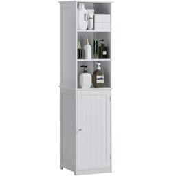 Bath Vida Priano Freestanding 1 Door 2 Shelf Tall Storage Cabinet, White