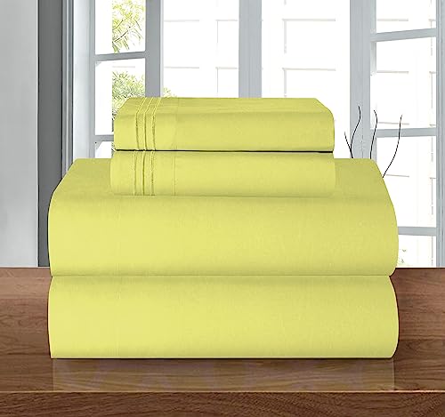 "Elegant Comfort, Luxury Hotel Quality 1500 Microfiber Sheet Set 4 Piece Wrinkle Free Fitted Sheet Set - Pocket upto 16"" Deep Pocket - King Size Pistachio Green"