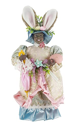 "Windy Hill Collection 19"" Mrs. Pink Parasol Pastel Green, Pink, White Easter Egg Collectible African American Ethnic Spring Home D??cor Figurine Decoration 402104"