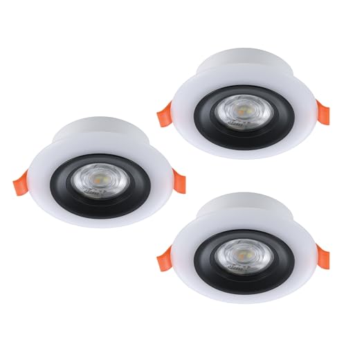 Eglo Set of 3 LED recessed Spotlight Set Calonge RGB, Flat Ceiling spot with Remote, dimmable Light, Black-White Plastic, Colour Change, Warm to Cool White, Ø 9.8 cm