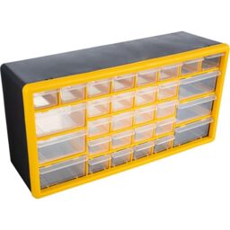 Stalwart 30-Drawer Plastic Small Parts Organizer - Desktop or Wall Storage Drawers for Organizing Hardware, Crafts, Garage, or Classroom (Yellow)