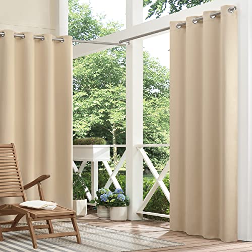 Eclipse Bradford Versatile Blackout Waterproof Grommet Window Curtain for Indoor or Outdoor (1 Panel), 52 in x 108 in, Grey