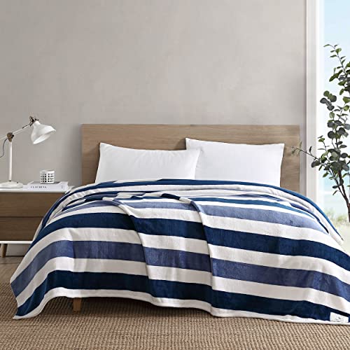 Nautica - King Blanket, Ultra Plush Fleece Bedding, Ideal for Layering, Oeko-Tex Certified (Awning Stripe Navy)
