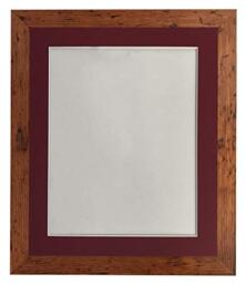 H7 Picture Photo Frame Vintage Wood with Red Mount 20 x 20 Image Size 16 x 16 Inch Plastic Glass