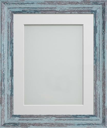 Frame Company Lynton Rustic Blue Photo Frame with Off-White Mount, 6x4 for 5x3 inch, fitted with perspex