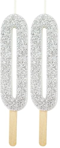 PME Silver Glitter Number Candle 0 (Pack of 2)